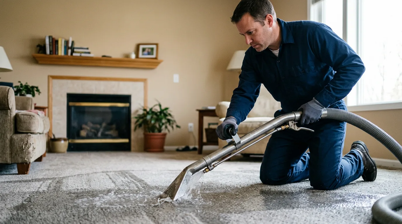Water damage restoration technician working near Cecil, OH